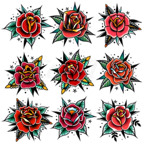 Traditional Roses Temporary Tattoo Easytatt™ 5378