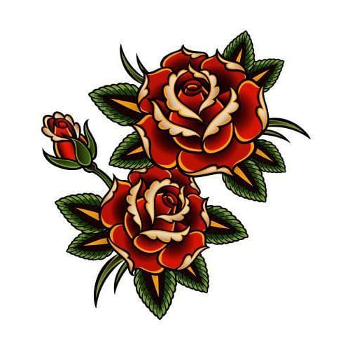 american traditional rose tattoo flash
