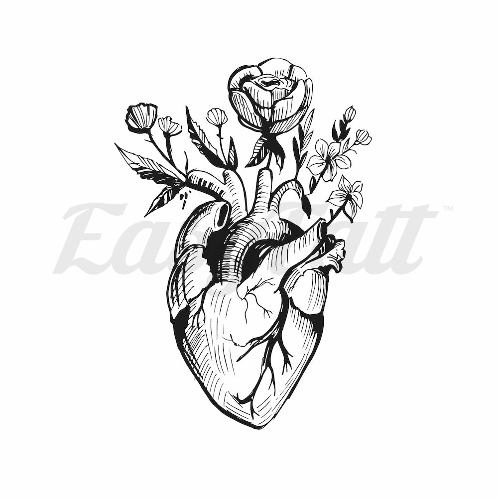 Floral Heart Temporary Tattoo | EasyTatt™