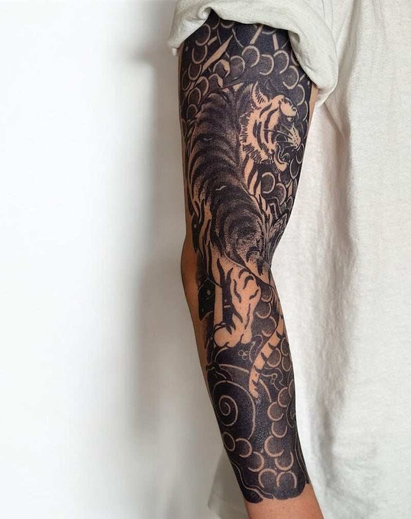 (Full Sleeve) Japanese Tiger Style - Semi-Permanent Tattoo