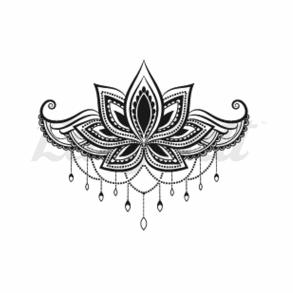 Jewelled Lotus Temporary Tattoo | EasyTatt™