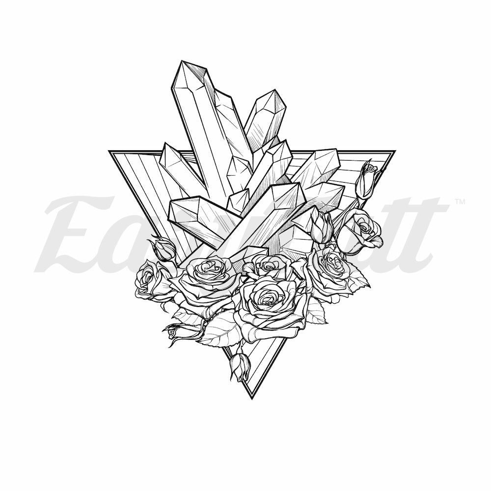 Roses and Crystals Temporary Tattoo | EasyTatt™