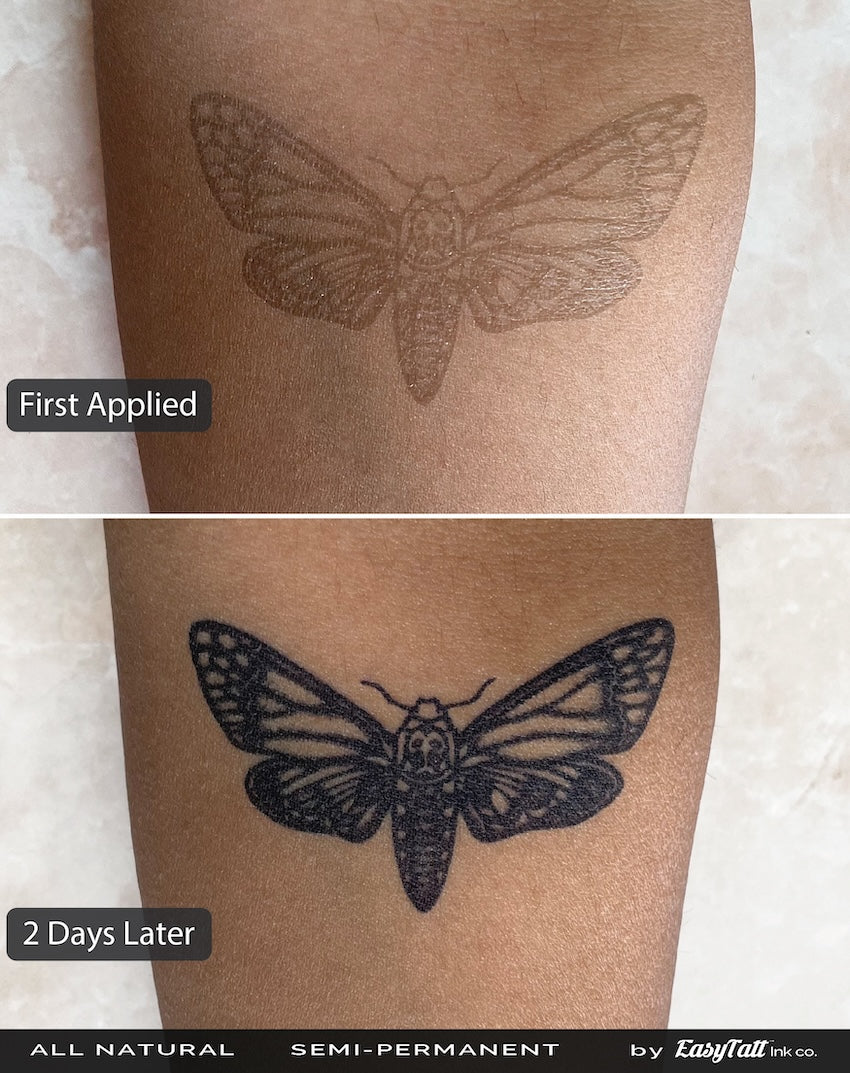 Moth and Leaves - Semi-Permanent Tattoo