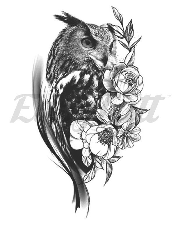 Floral Owl Temporary Tattoo | EasyTatt™