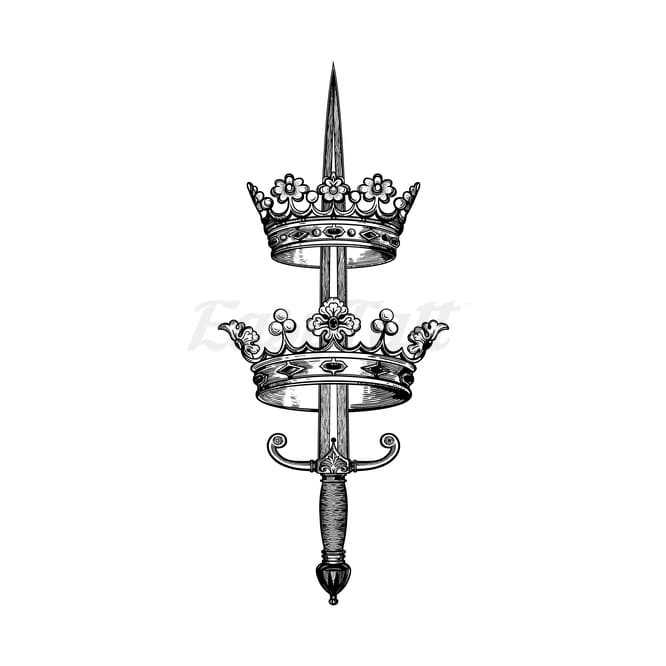 Crowns and Sword Temporary Tattoo | EasyTatt™