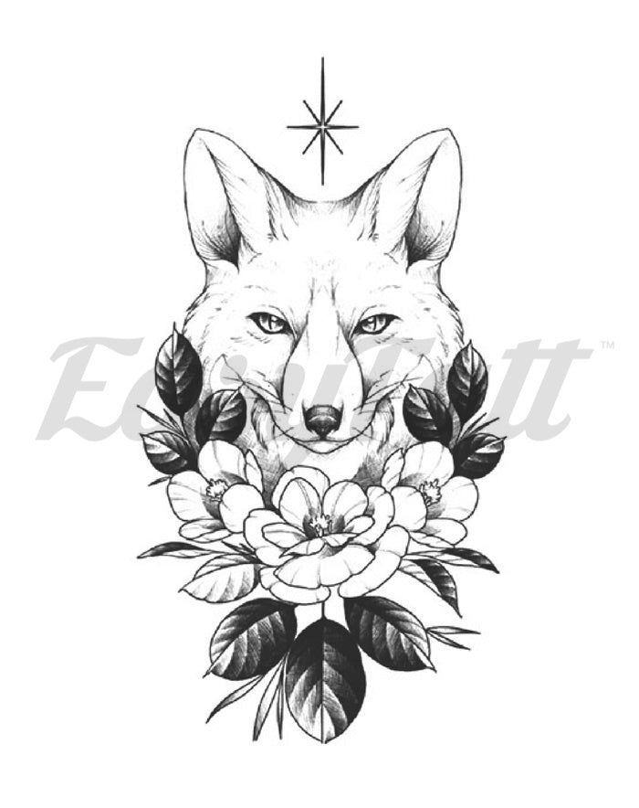 Floral Fox Temporary Tattoo Sleeve | EasyTatt™