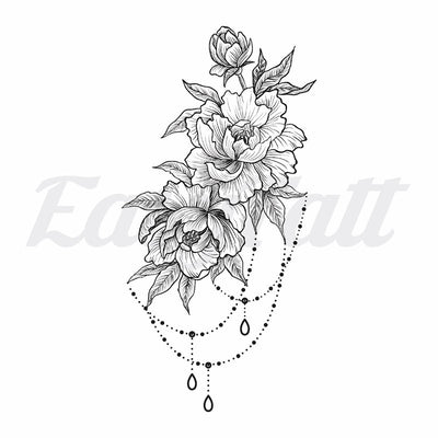 Flowers and Beads - Temporary Tattoo