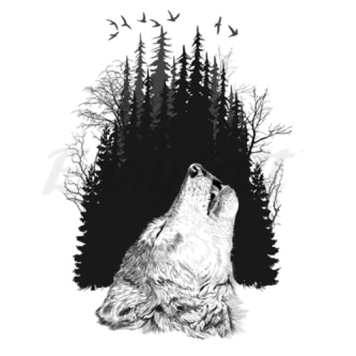 Howling Wolf Temporary Tattoo | EasyTatt™