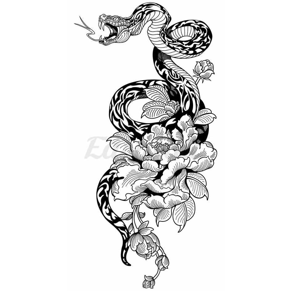 Japanese Serpent Temporary Tattoo | EasyTatt™