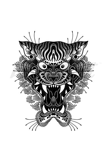 Japanese Tiger - Temporary Tattoo