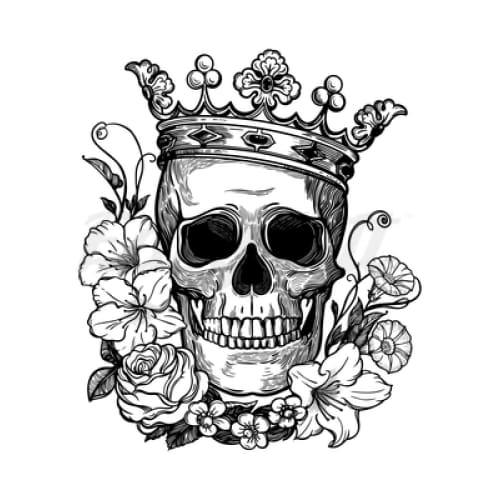 Skull with Crown Temporary Tattoo | EasyTatt™