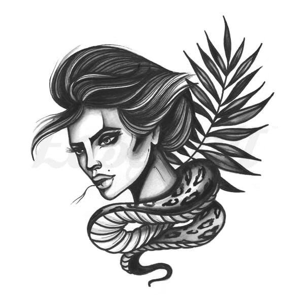 Snake Woman Fern - Temporary Tattoo