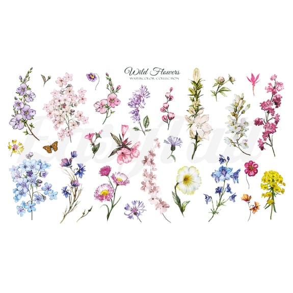 Wild Flowers - Temporary Tattoo